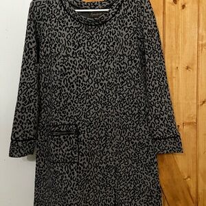 Hapari Black and Gray Animal Print Long Sleeve Dress